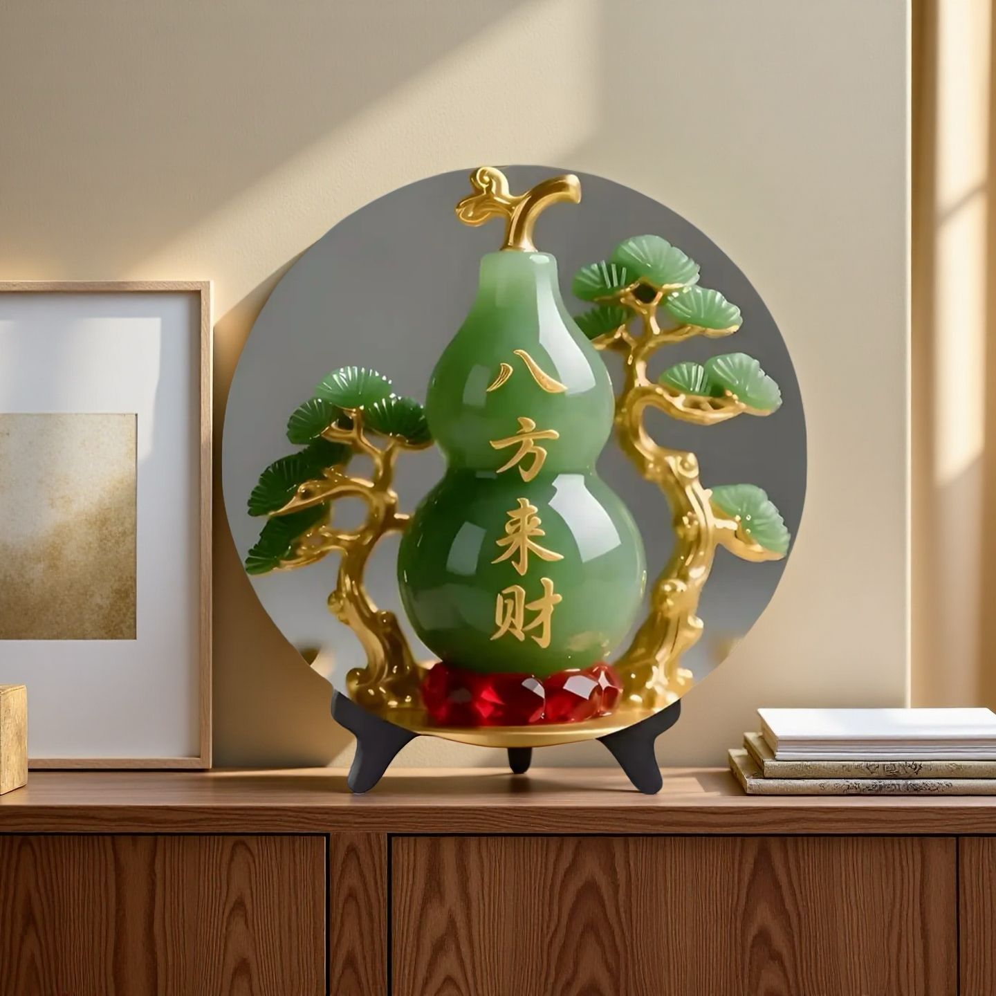 Vintage Collectible Furniture - Натуральная нефритовая фигурка-тыква: винтажный китайский декор