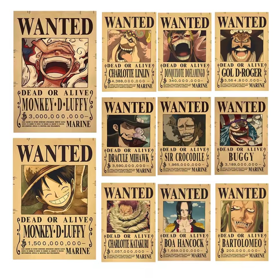 Vintage Collectible Posters - Аниме-постеры «One Piece»: плакаты с розыскными