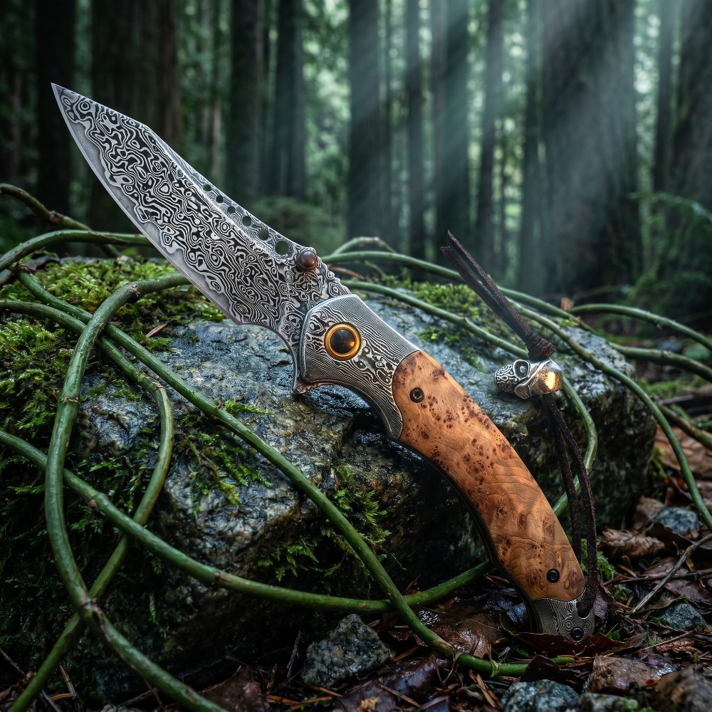 Vintage Collectible Knives - Складной нож с дамасским узором высокой